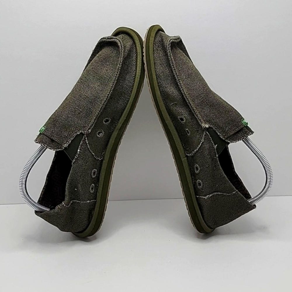 Sanuk | Sidewalk Surfer olive green slip-on sneakers | MENS 9 NWOT - Picture 7 of 9